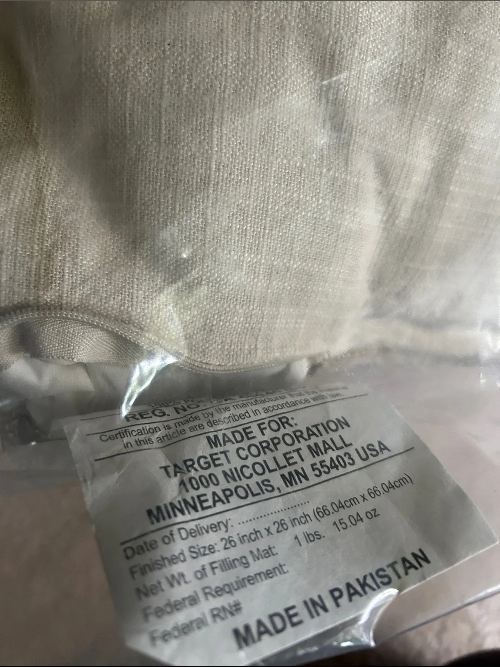 Casaluna Euro Heavyweight Linen Blend Pillow, Natural 26” x 26”